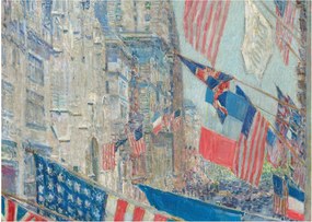 Tablou pe sticlă - Childe Hassam, Allies day, reproducere (70x50 cm)