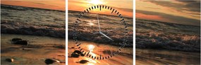 Tablou - Apus de soare, ocean (cu ceas) (90x30 cm)