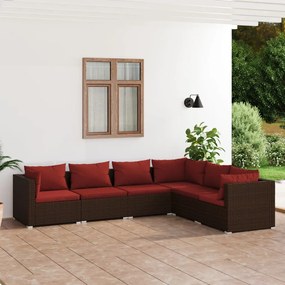 3101715 vidaXL Set mobilier de grădină cu perne, 6 piese, maro, poliratan
