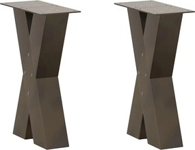 vidaXL Picioare pentru masă de cafea în formă de X, 2 buc., oțel natural, 28x(42-43) cm