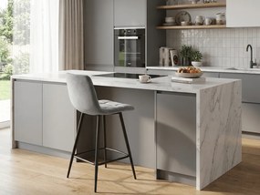 Scaun de bar gri MILA VELVET cu picioare negre