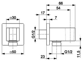 Suport unghiular de duș cu cot de ieșire KFA Armatura 845-051-00 LOGON crom lucios