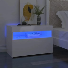 vidaXL Noptiere cu lumini LED, 2 buc., alb extralucios, 60x35x40 cm