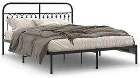 376602 vidaXL Cadru de pat metalic cu tăblie, negru, 150x200 cm