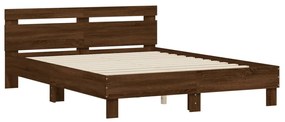 3207419 vidaXL Cadru de pat cu tăblie, stejar maro, 150x200 cm, lemn prelucrat