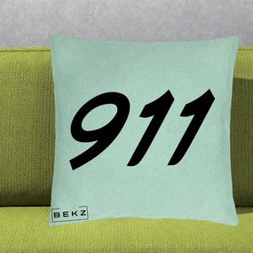 Perna Personalizata 911 Bold, 40x40 cm, Verde Menta, Husa Detasabila, Perna Inclusa, BEKZ®