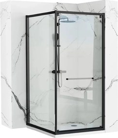 Cabina de dus dreptunghiulara Rea Space In cu usa batanta 80x100 negru mat