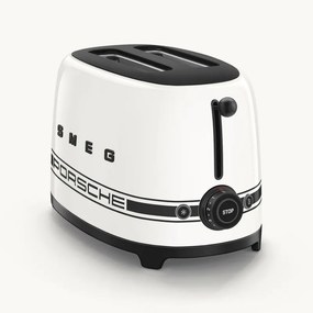 Prăjitor de pâine SMEG 50's Style Porsche TSF01PCWEU, 950 W, 2 felii, 6 niveluri, Tava pentru firimituri, Cablu integrat, Oțel inoxidabil, Alb