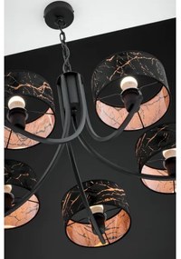 Jupiter 2107 - Candelabru cu lanț ARTHUR 5xE27/15W/230V negru/oranj/decor marmorat