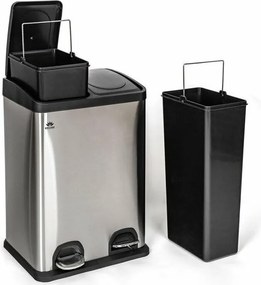 Coș sortare deșeuri Brilanz Savery, 2 x 20 l, inox, 40 l