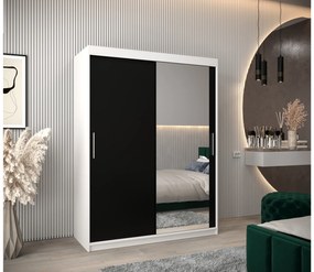 Dulap de haine 150 cm Toki 2 (alb mat + negru mat). 1064986