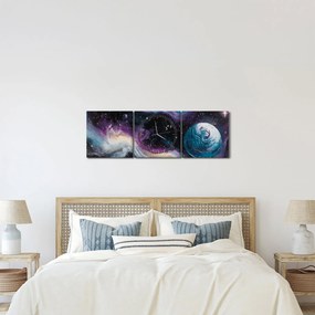 Tablou - Univers pictat (cu ceas) (90x30 cm)