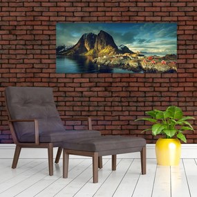 Tablou cu sat de pescari din Norvegia (120x50 cm)