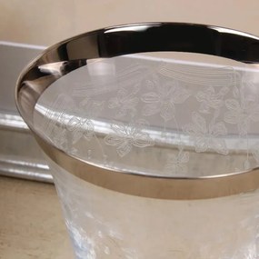 Pahar de șampanie din sticlă, transparent și argintiu, margine argintie, model în spirală gravat, 360 ml, 22 x 9 cm, „Joséphine”