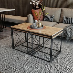 Set măsuță cafea Dolphie (Pin atlantic + Negru). 1073108
