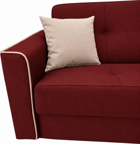 Canapea VERA extensibila, 3 locuri, lada de depozitare, stofa rosu+crem, 225x90x90 Rosu, Stofa