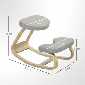 HOMCOM Scaun pentru genunchi cu balansare, din țesătură cu aspect de in și lemn, Gri | Aosom Romania