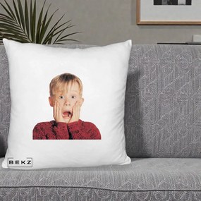 Perna Decorativa Kevin Singur Acasa, 40x40 cm, Alb Pufos, Husa Detasabila, Perna Inclusa, BEKZ®