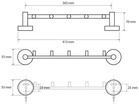 SAPHO XR214 X-Round E trapez cu 5 suporturi 39,5cm, argintiu