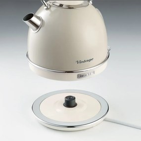 Ceainic electric Ariete VINTAGE 2877/03, 2000W, 1.7 L, Corp otel, Suprafata rece, Baza 360°, Bej