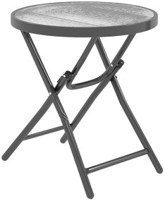 Outsunny Masa de cafea rotundă bistro pentru grădină Ø 60 x 50H cm pliabilă din metal negru cu blat de sticlă temperată negru | Aosom Romania