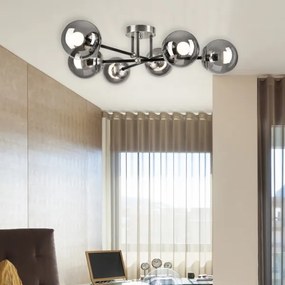 Lustră aplicată MALENA 6xE14/5W/230V crom mat/fumuriu