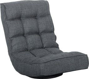 HOMCOM Scaun de Podea Pliabil Fotoliu de Lectură Rotativ 360° cu Spătar Reglabil în 5 Poziții 58x107x79 cm Gri | Aosom Romania