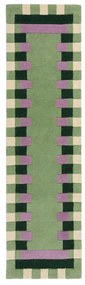 Covor tip traversă verde/mov țesut manual din lână 60x230 cm Kai Wool Border – Flair Rugs