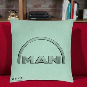 Perna Personalizata cu emblema MAN, 40x40 cm, Verde Menta, Husa Detasabila, Perna Inclusa, BEKZ®