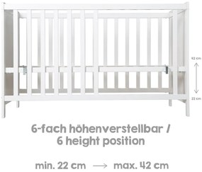 Pătuț alb co-sleeping 60x120 cm Hamburg – Roba