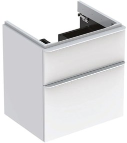 Dulap baza pentru lavoar, 584x470x617 cm, 2 sertare, alb lucios alb mat