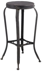 Scaun bar rotund, negru, din metal, Ø37x72 cm, stil industrial vintage