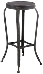 Scaun bar rotund, negru, din metal, Ø37x72 cm, stil industrial vintage