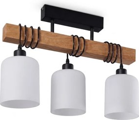 Brilagi - Lustră de tavan aplicată WOOD GLASS 3xE27/60W/230V pin/negru/alb