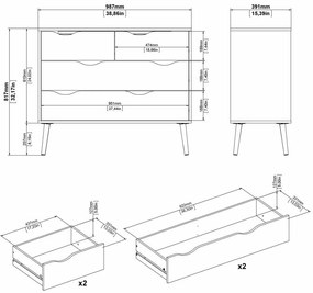 Comoda alba OSLO 75395 cu 4 sertare