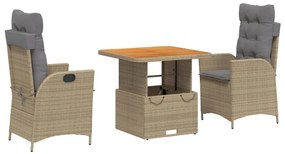 3277481 vidaXL Set mobilier de grădină cu perne, 3 piese, bej, poliratan