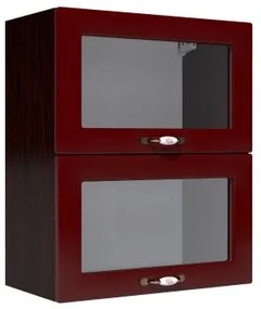 Corp superior vitrina 60 cu 2 usi orizontale Zebra MDF rosu simplu