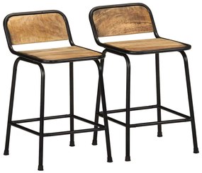 vidaXL Scaune de bar 2 buc 46x35,5x70 cm Lemn masiv Mango brut