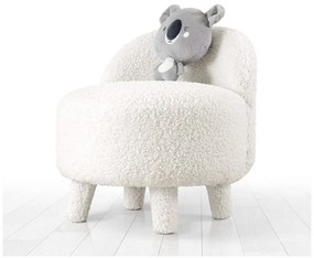 Fotoliu pentru copii alb cu tapițerie din stofă bouclé Moouv – Artie