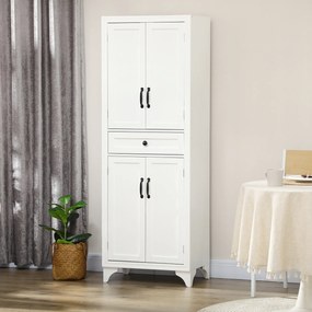 HOMCOM Bufet înalt armoire de cuisine 4 uși 2 dulapuri si 1 sertar central inaltime 170 cm cu raft reglabil alb | Aosom Romania