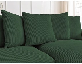 Colțar verde extensibil/cu spațiu de depozitare cu tapițerie din catifea reiată Voltaire – Bobochic Paris