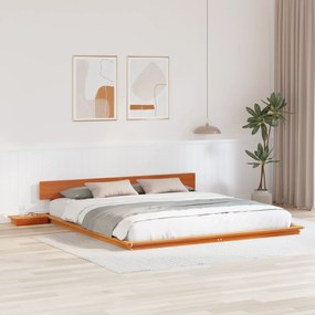 vidaXL Cadru de Pat cu Mese de Noapte Cerat Maro 180x200cm Lemn Masiv