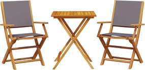 vidaXL Set mobilier bistro, 3 piese, textil antracit/lemn masiv