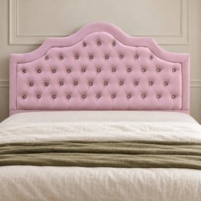 Pat tapițat Chesterfield din catifea Imperio Deluxe 180×200 cm, roz, cu ladă de depozitare