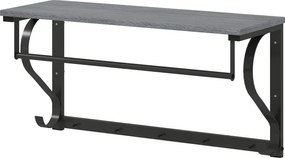 HOMCOM Suport perete garderobă, Cârlige haine montate pe perete, 5 cârlige, raft superior, versatil, Gri | Aosom Romania