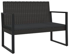 362325 vidaXL Bancă de grădină cu perne, negru, 106 cm, poliratan