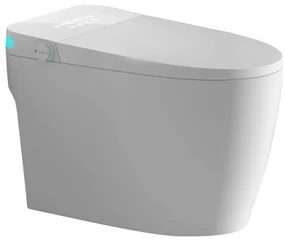 Vas toaletă inteligentă cu Bideu, Afișaj LED, Telecomandă, Sterilizare UV, Deschidere/Închidere automată, funcționare senzor picior, Control inteligent al Temperaturii, Uscare aer cald, Iluminare de noapte, Ceramică, Alb, 822