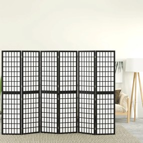 352082 vidaXL Paravan pliabil cu 6 panouri, stil japonez, negru, 240x170 cm