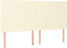 vidaXL Tăblie de pat crem 160x5x118/128 cm piele ecologică