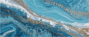 Tablou - Marmură bleu cu aur I. (120x50 cm)